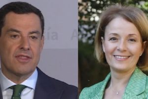 Juanma Moreno y la Directora Gerente del SAS, Valle García