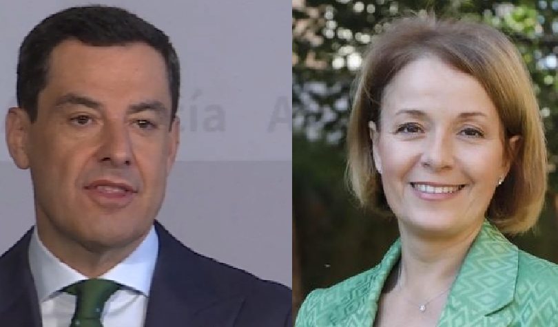 Juanma Moreno y la Directora Gerente del SAS, Valle García