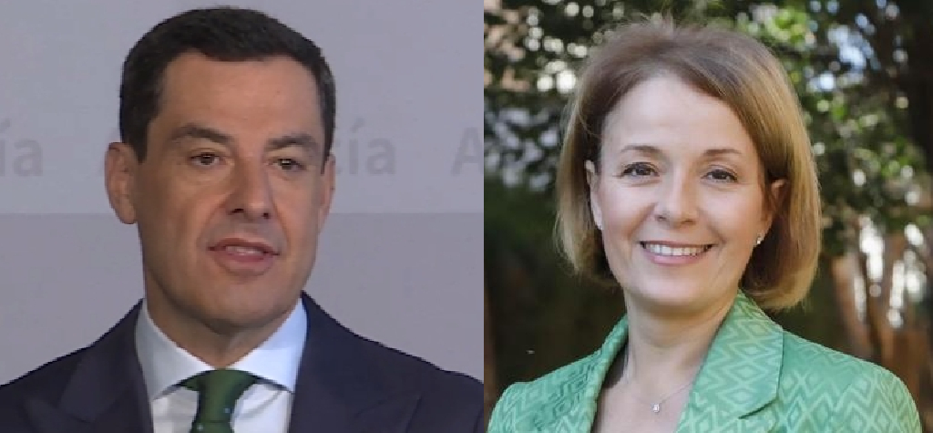Juanma Moreno y la Directora Gerente del SAS, Valle García